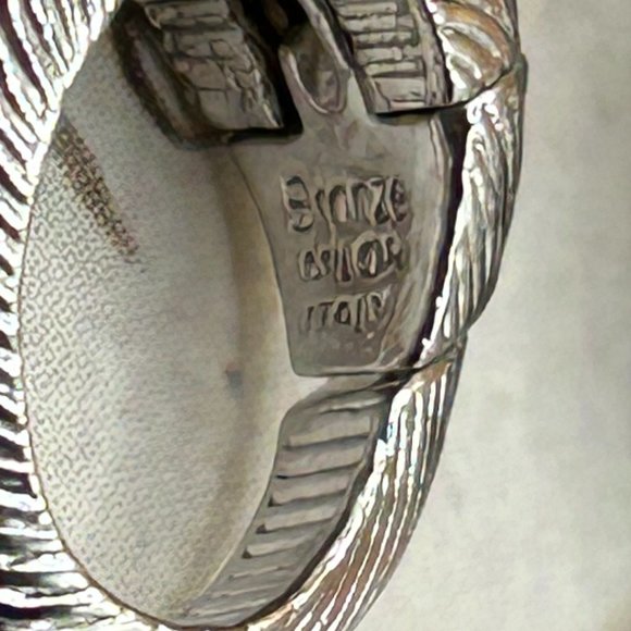 Estate Bronze Signed Milor Italy Thick Silver Plated Chain Bracelet - Picture 4 of 8